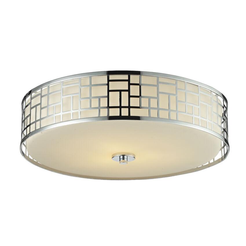 Z-Lite Elea 21" 3-Light Chrome Flush Mount Lighting With Matte Opal Glass Shade
