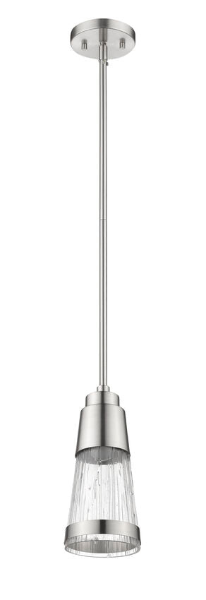 Z-Lite Ethos 5" 1-Light LED Brushed Nickel Pendant Light With Chisel Glass Shade