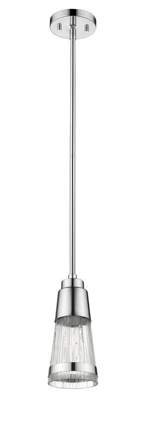 Z-Lite Ethos 5" 1-Light LED Chrome Pendant Light With Chisel Glass Shade