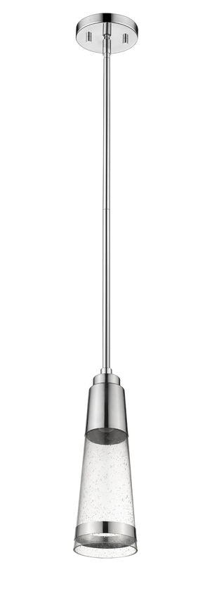 Z-Lite Ethos 5" 1-Light LED Chrome Pendant Light With Seedy Glass Shade