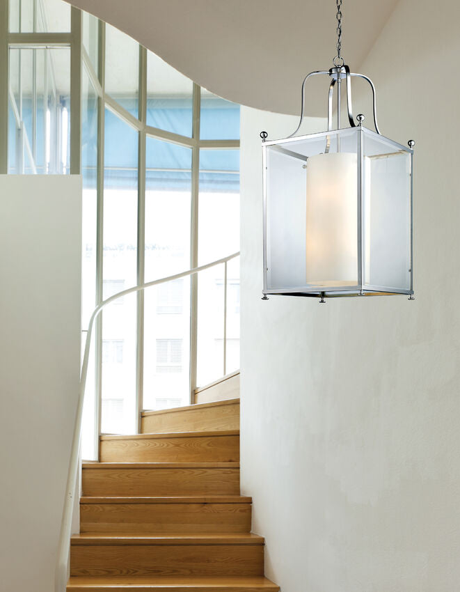 Z-Lite Fairview 19" 8-Light Chrome Pendant Light With Clear Beveled and Matte Opal Glass Shade