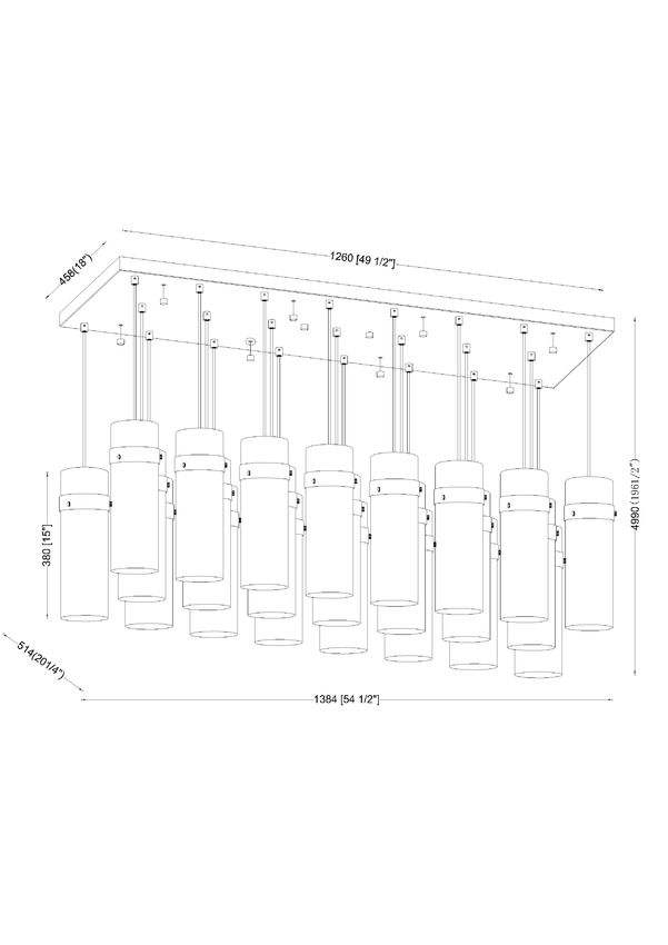 Z-Lite Fontaine 20" 23-Light Brushed Nickel Steel Frame Clear Waterglass Shade Linear Chandelier