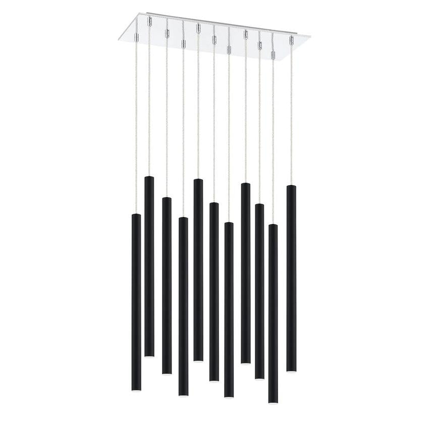Z-Lite Forest 10" W x 24" 4-Light LED Chrome Chandelier With Steel Matte Black Shade
