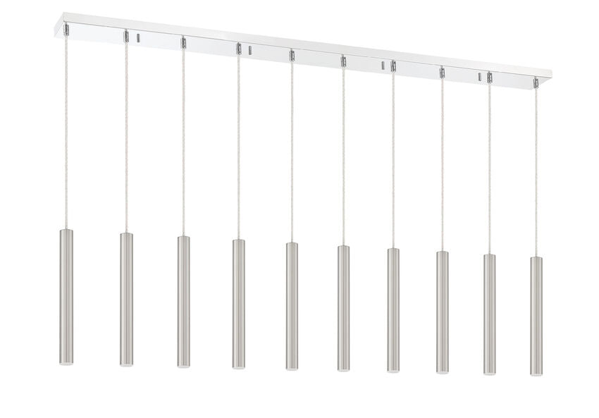 Z-Lite Forest 5" W x 12" H 10-Light LED Chrome Island Light With Brushed Nickel Steel Shade