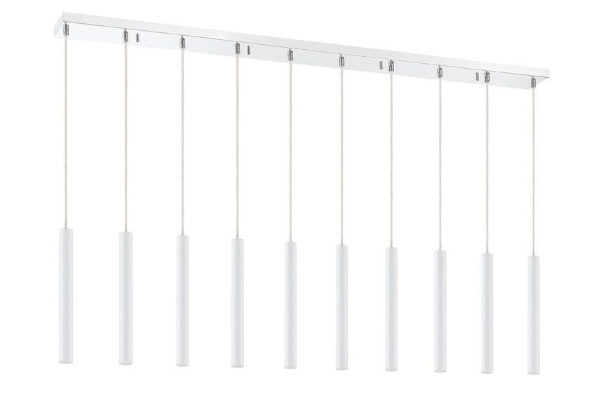 Z-Lite Forest 5" W x 12" H 10-Light LED Chrome Island Light With Matte White Steel Shade