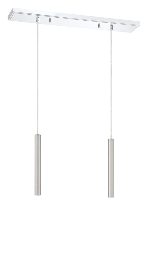 Z-Lite Forest 5" W x 12" H 2-Light LED Chrome Island Light With Brushed Nickel Steel Shade