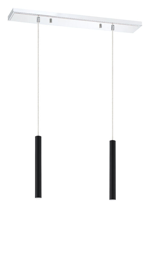 Z-Lite Forest 5" W x 12" H 2-Light LED Chrome Island Light With Matte Black Steel Shade
