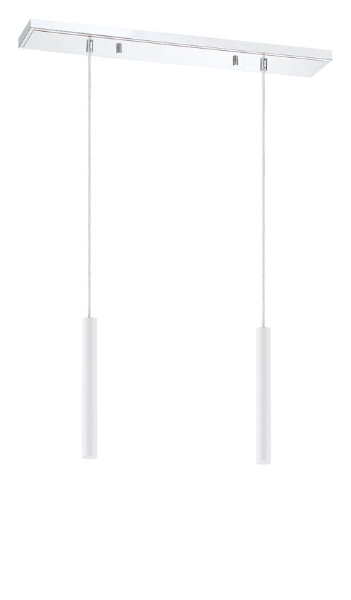 Z-Lite Forest 5" W x 12" H 2-Light LED Chrome Island Light With Matte White Steel Shade