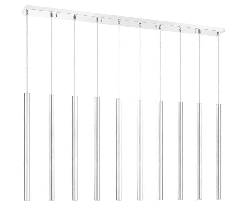 Z-Lite Forest 5" W x 24" H 10-Light LED Chrome Steel Island Light
