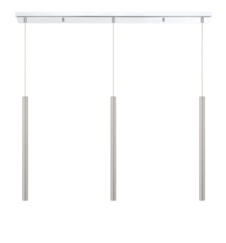 Z-Lite Forest 5" W x 24" H 3-Light LED Chrome Island Light With Brushed Nickel Steel Shade