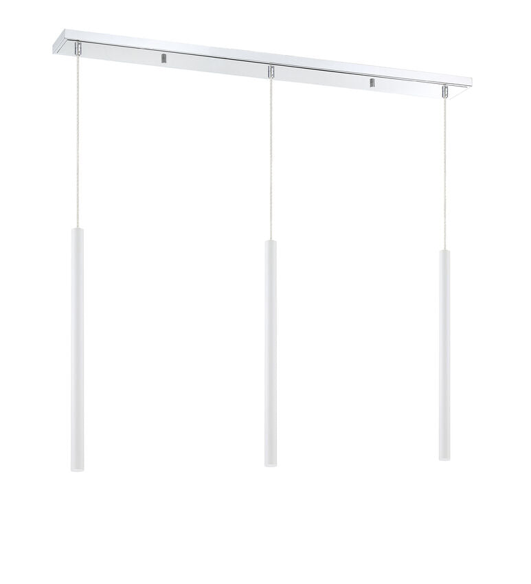 Z-Lite Forest 5" W x 24" H 3-Light LED Chrome Island Light With Matte White Steel Shade