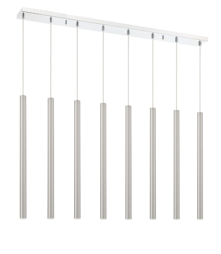 Z-Lite Forest 5" W x 24" H 8-Light LED Chrome Island Light With Brushed Nickel Steel Shade