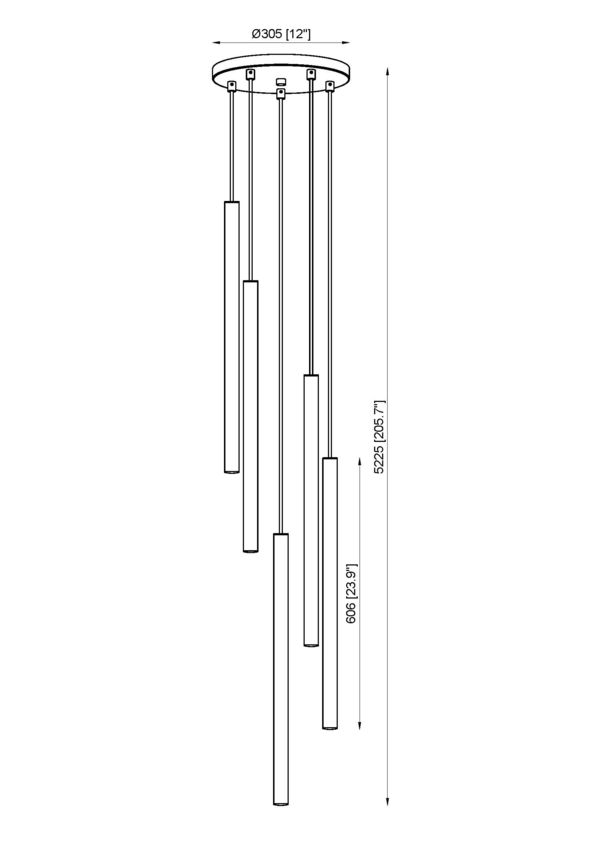 Z-Lite Forest 919MP24-5R-MB-LED 5-Light LED-Integrated Matte Black Steel Chandelier