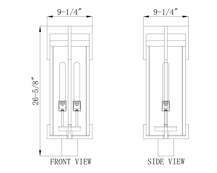 Z-Lite Fortis 5031PHBR-BK 2-Light Aluminum Sand Black Frame Clear Ribbed Glass Shade Outdoor Post Mounted Fixture
