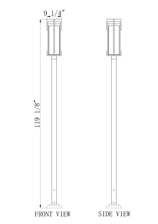Z-Lite Fortis 5031PHBS-536P-BK 2-Light Aluminum Sand Black Frame Clear Ribbed Glass Shade Outdoor Post Mounted Fixture