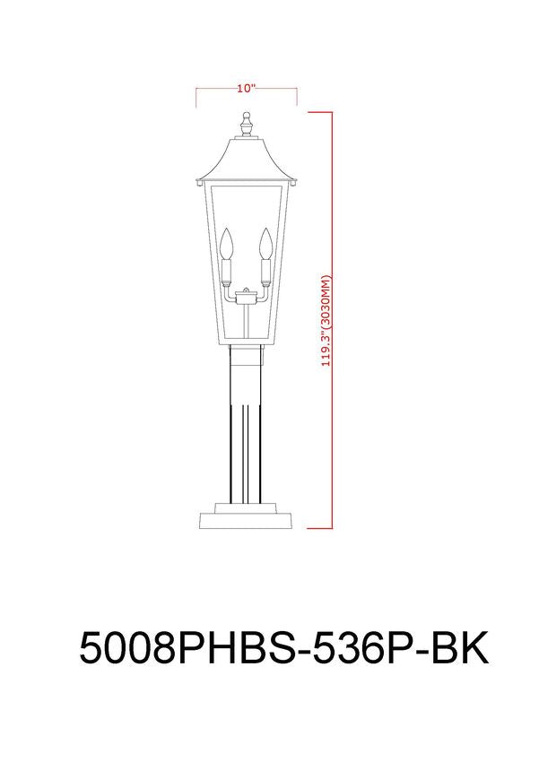 Z-Lite Gannon 5008PHBS-536P-BK 3-Light Black Stainless Steel Outdoor Post Mounted Fixture With Clear Beveled Glass Shade