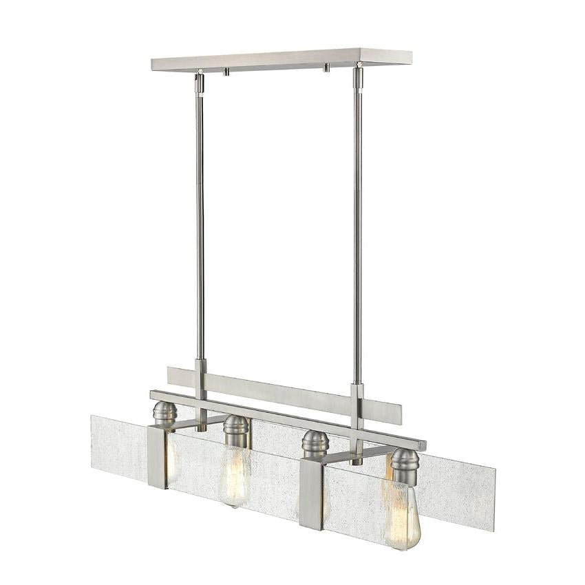 Z-Lite Gantt 8" 4-Light Brushed Nickel Island Light With Seedy Glass Shade