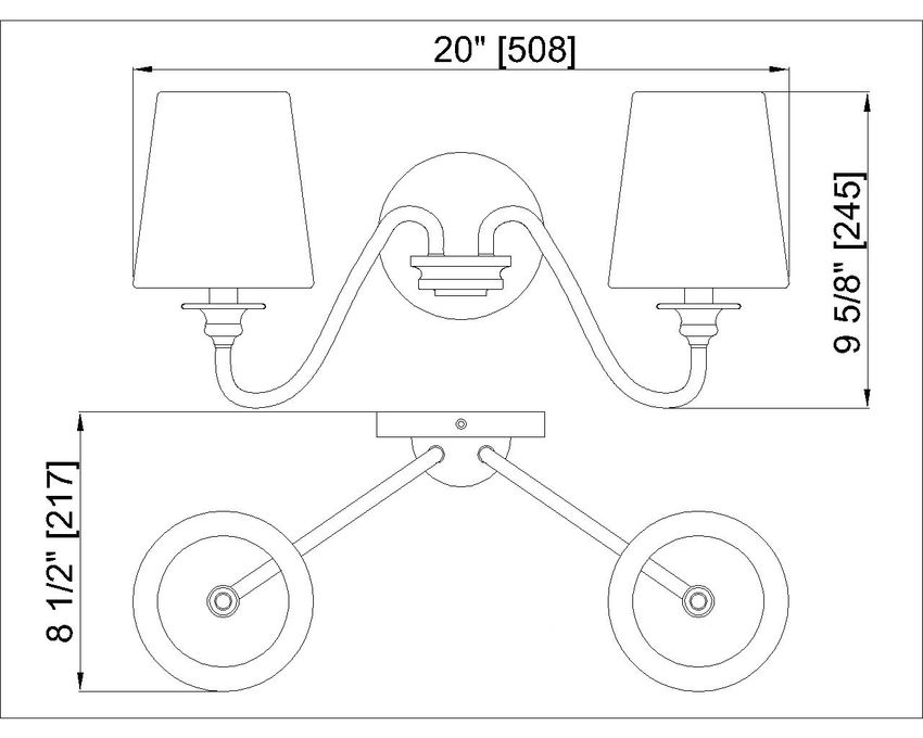 Z-Lite Gianna 20" 2-Light Modern Gold Steel and White Fabric Shade Wall Sconce