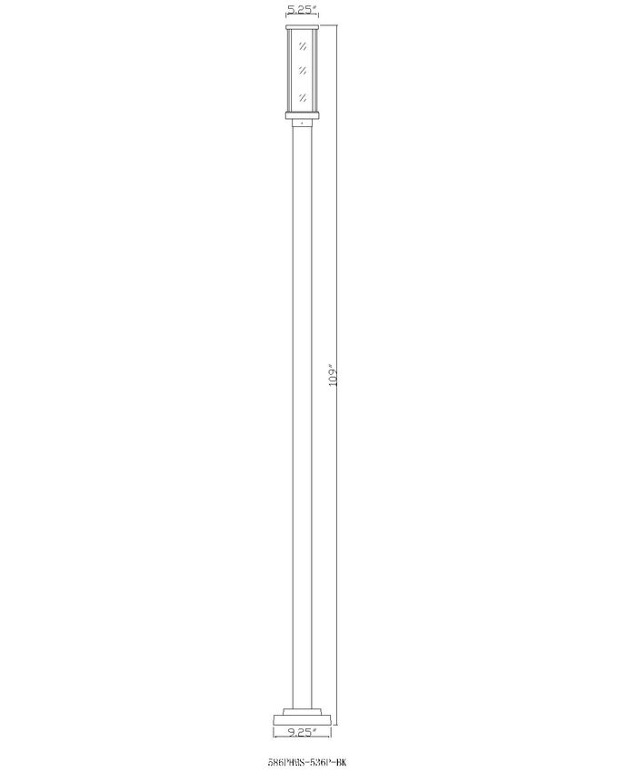 Z-Lite Glenwood 586PHMS-536P-BK 1-Light Black Aluminum Frame Clear Glass Shade Outdoor Post Mounted Fixture