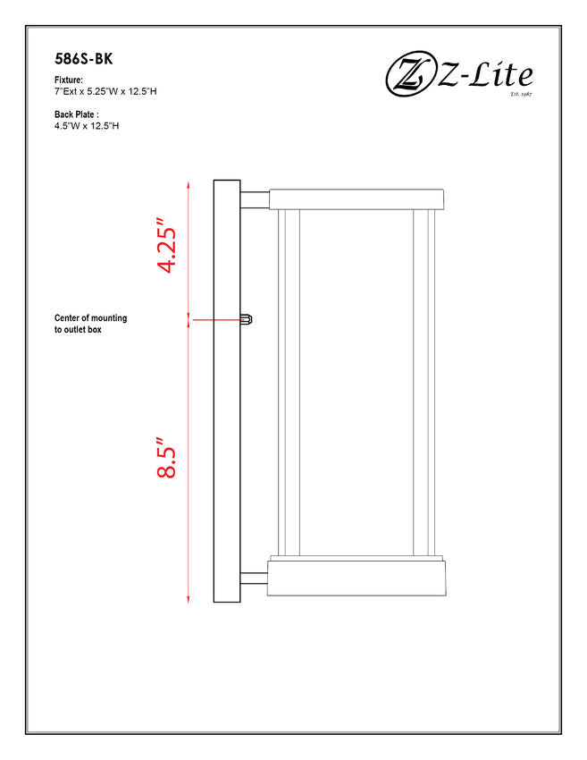Z-Lite Glenwood 6" W x 13" H 1-Light Black Aluminum Outdoor Wall Sconce With Clear Glass Shade