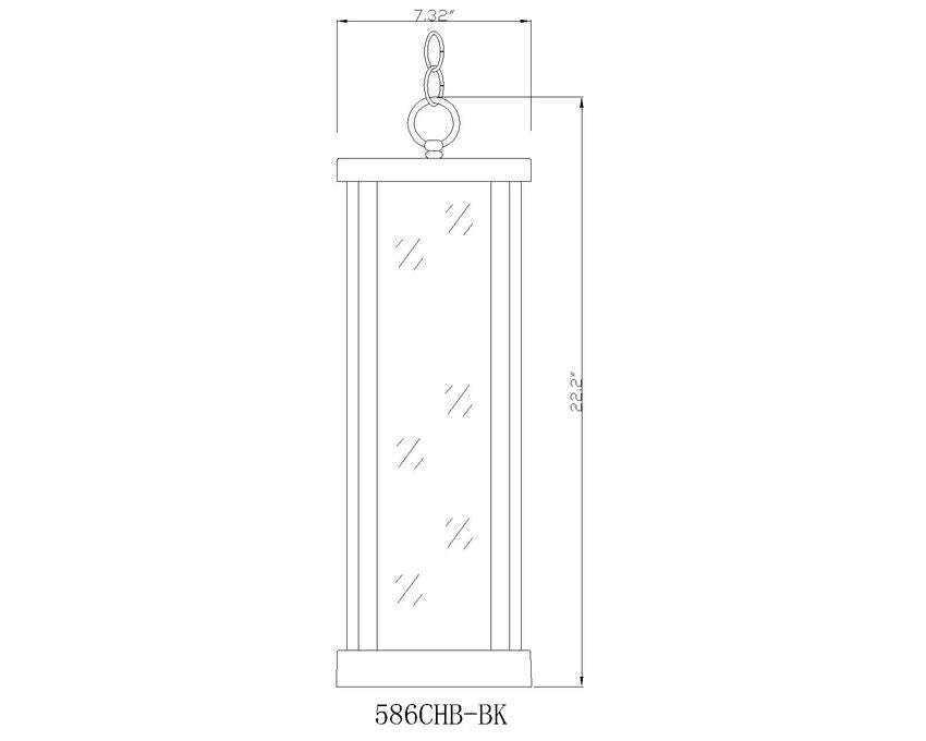 Z-Lite Glenwood 8" 1-Light Black Aluminum Outdoor Chain Mount Ceiling Fixture With Clear Glass Shade