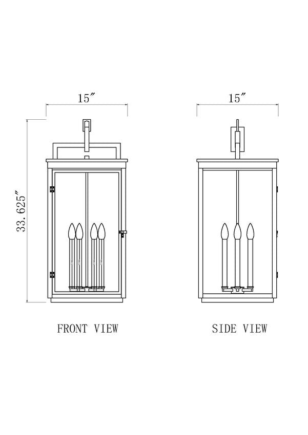 Z-Lite Hartwell 6-Light Candelabra Sand Black Aluminum Frame Clear Seedy Glass Shade Outdoor Chain Mount Ceiling Fixture