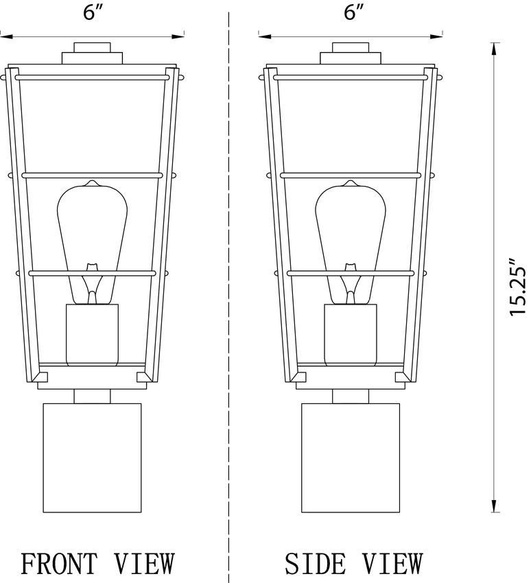 Z-Lite Helix 6" W x 15" H 1-Light Black Outdoor Post Mount Fixture With Clear Seedy Glass Shade