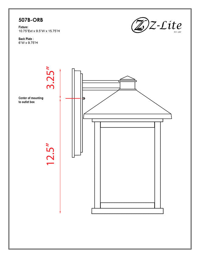 Z-Lite Holbrook 10" 1-Light Oil Rubbed Bronze Outdoor Wall Sconce With Tinted Seedy Glass Shade