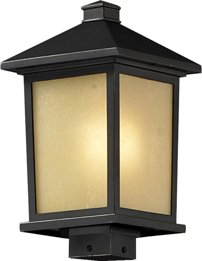 Z-Lite Holbrook 10" W x 17" H 1-Light Oil Rubbed Bronze Outdoor Post Mount Fixture With Tinted Seedy Glass Shade