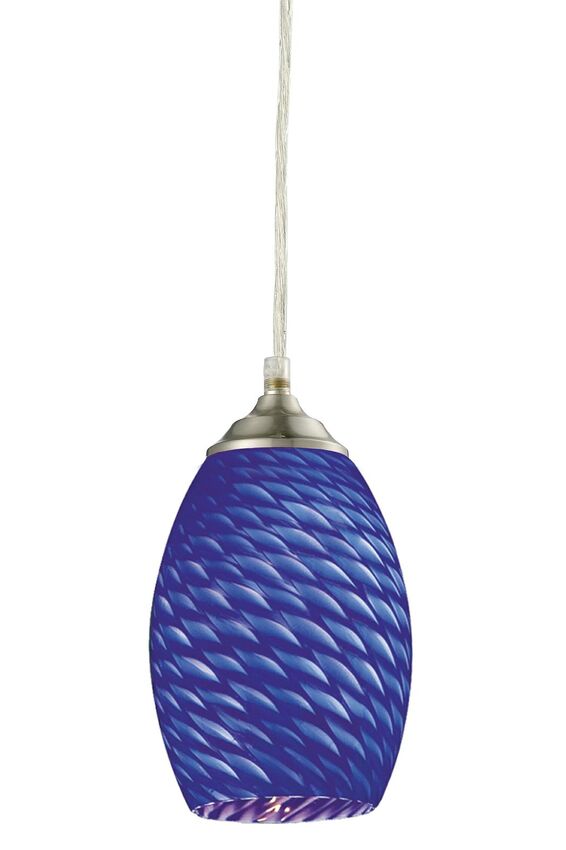 Z-Lite Jazz 5" 1-Light Brushed Nickel Mini Pendant Light With Blue Glass Shade