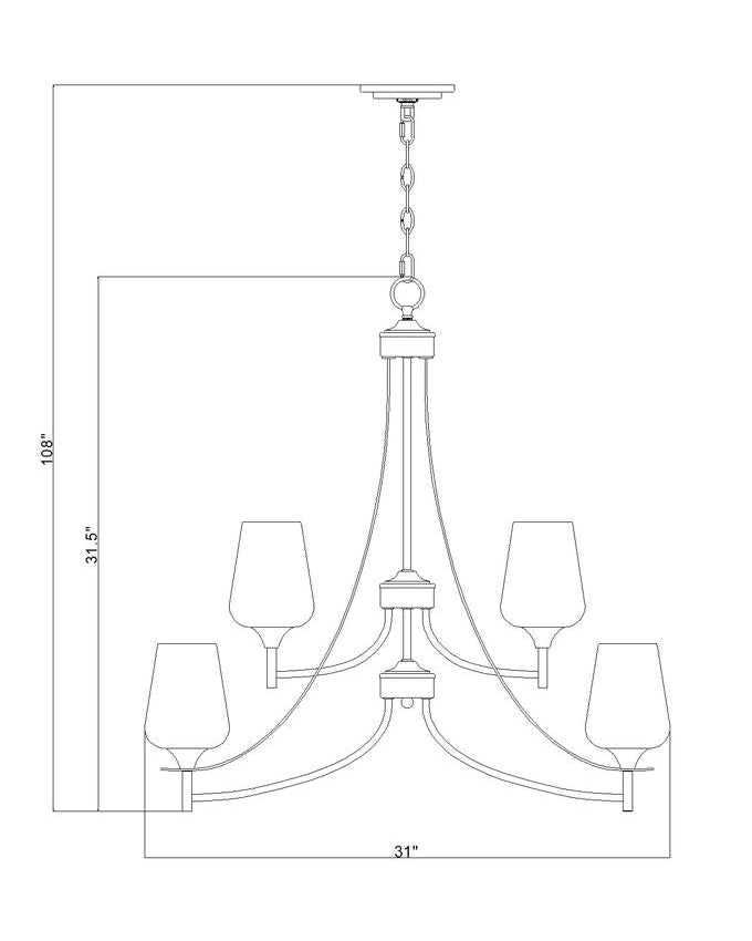 Z-Lite Joliet 31" 9-Light Burnished Brass Steel Frame Clear Glass Shade Chandelier