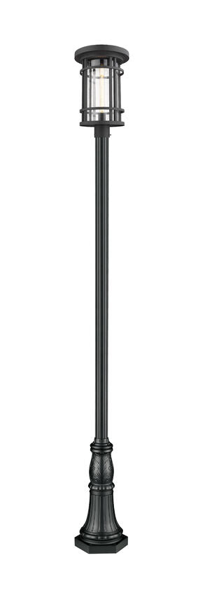 Z-Lite Jordan 13" W x 114" H 1-Light Black Aluminum Frame Clear Seedy Glass Shade Outdoor Post Mounted Fixture