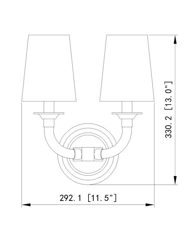 Z-Lite Katerina 12" 2-Light Candelabra Base Brushed Nickel Steel and Glass White Fabric Shade Wall Sconce