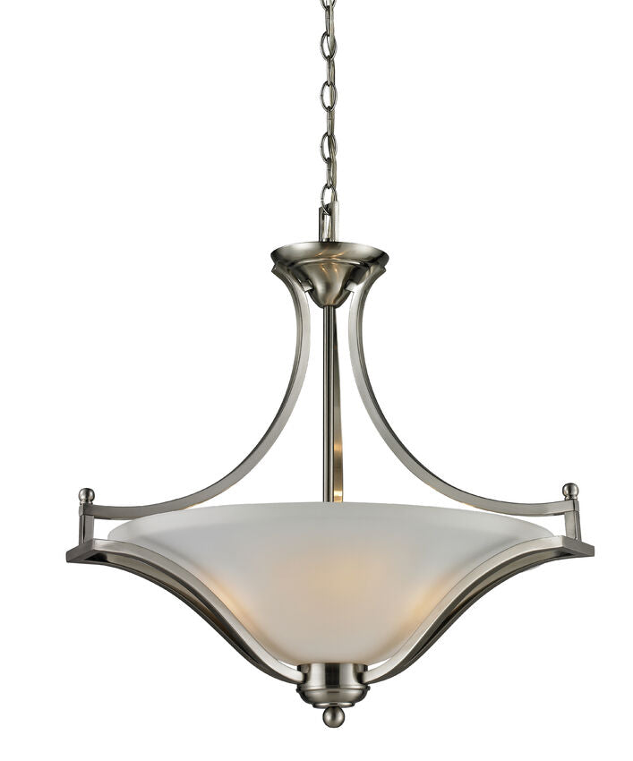Z-Lite Lagoon 24" 3-Light Brushed Nickel Pendant Light With Matte Opal Glass Shade
