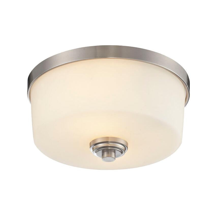 Z-Lite Lamina 12" 2-Light Brushed Nickel Flush Mount Lighting With Matte Opal Glass Shade
