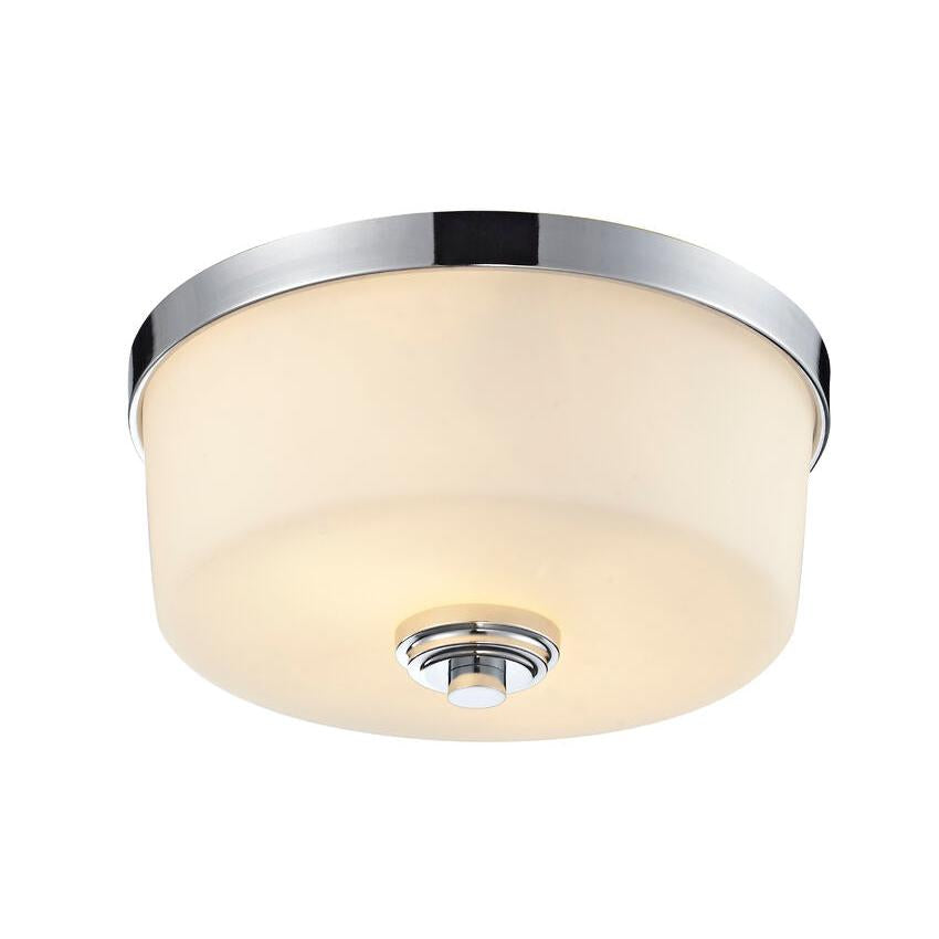 Z-Lite Lamina 12" 2-Light Chrome Flush Mount Lighting With Matte Opal Glass Shade