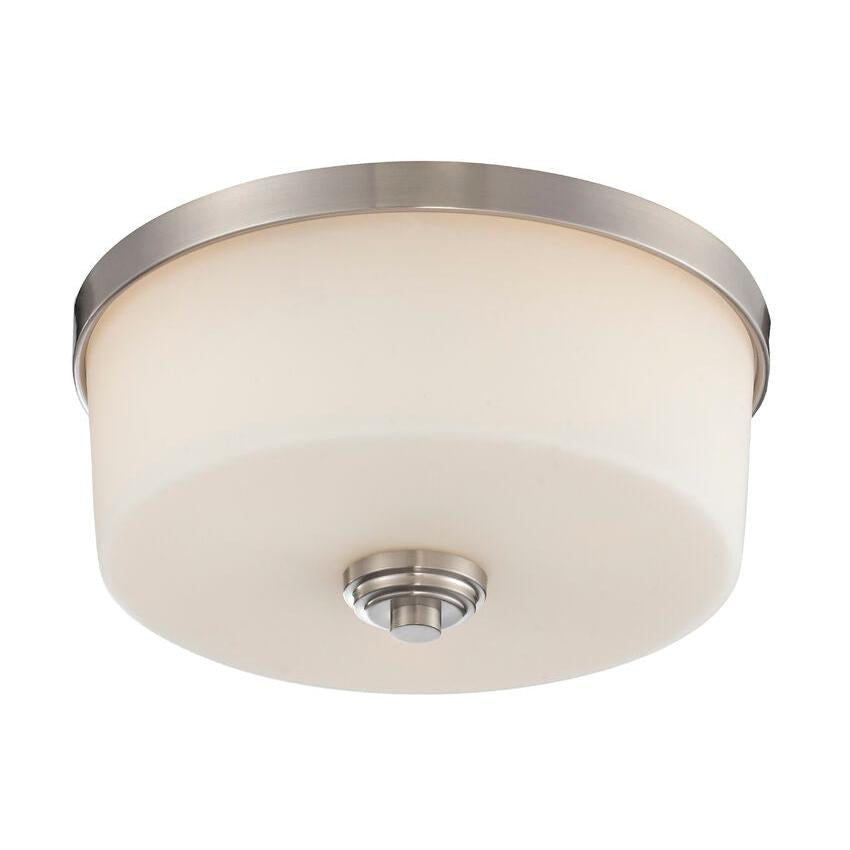 Z-Lite Lamina 14" 3-Light Brushed Nickel Flush Mount Lighting With Matte Opal Glass Shade