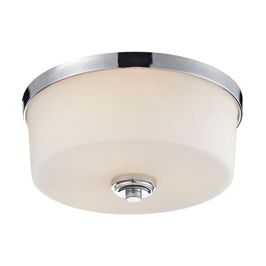 Z-Lite Lamina 14" 3-Light Chrome Flush Mount Lighting With Matte Opal Glass Shade
