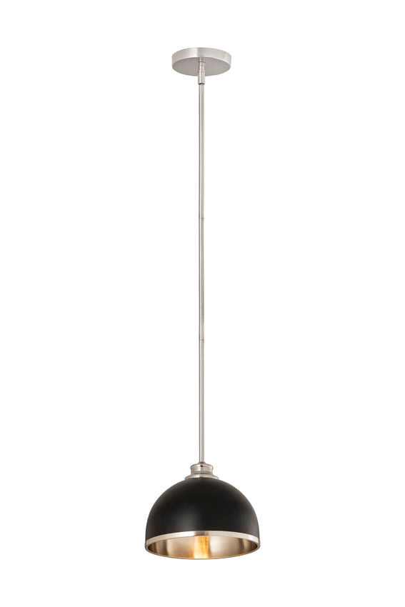 Z-Lite Landry 10" 1-Light Matte Black and Brushed Nickel Pendant Light