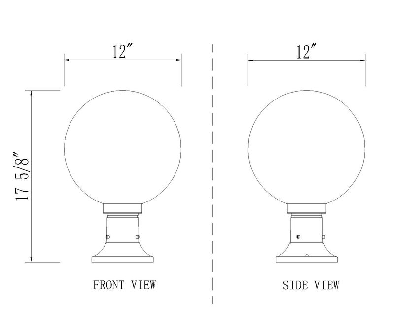 Z-Lite Laurent 12" W x 18" H 1-Light Black Outdoor Pier Mounted Fixture and Round Pier Mount Hardware With Clear Seedy Glass Shade