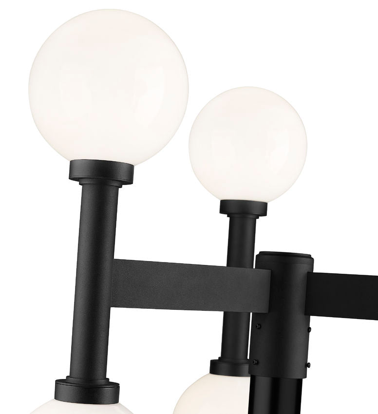 Z-Lite Laurent 597MP6-5010P-BK 6-Light Black Aluminum White Opal Glass Shade Outdoor Post Mounted Fixture