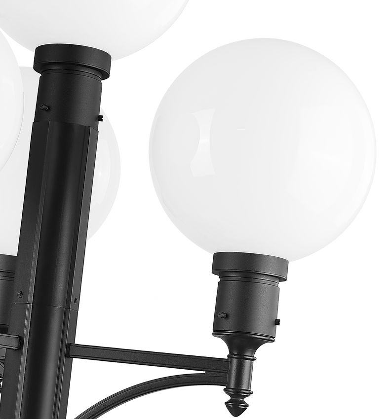 Z-Lite Laurent 597PHB-4-518P-BK 4-Light Black Aluminum Frame White Opal Glass Shade Outdoor Post Mounted Fixture