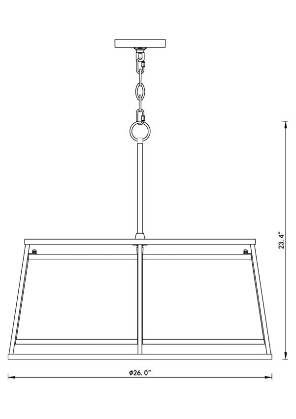 Z-Lite Lenyx Pendant 26" 6-Light Rubbed Brass Pendant Light With White Fabric Shade