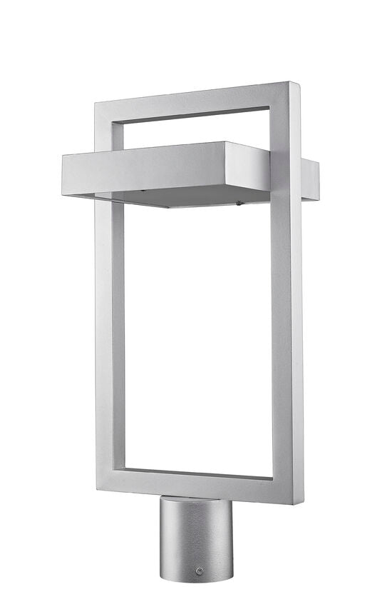 Z-Lite Luttrel 11" W x 22" H 1-Light LED Silver Outdoor Post Mount Fixture With Frosted Glass Shade