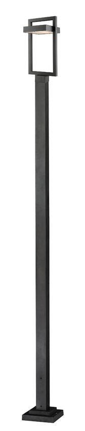 Z-Lite Luttrel 566PHBS-536P-BK-LED 1-Light LED-Integrated Black Aluminum Frame Frosted Glass Shade Outdoor Post Mounted Fixture