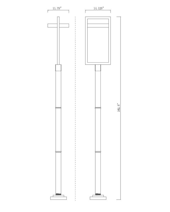 Z-Lite Luttrel 566PHXLR-567P-BK-LED 1-Light LED-Integrated Black Aluminum Frame Sand Blast Glass Shade Outdoor Post Mounted Fixture