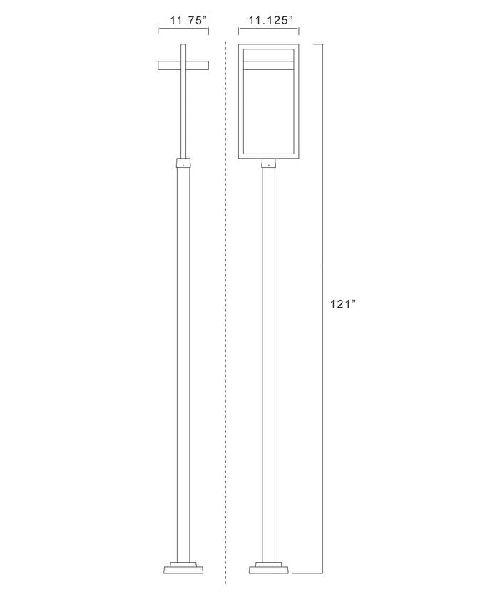 Z-Lite Luttrel 566PHXLS-536P-BK-LED 1-Light LED-Integrated Black Aluminum Frame Sand Blast Glass Shade Outdoor Post Mounted Fixture