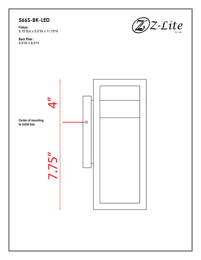 Z-Lite Luttrel 6" 1-Light LED Black Outdoor Wall Sconce With Frosted Glass Shade