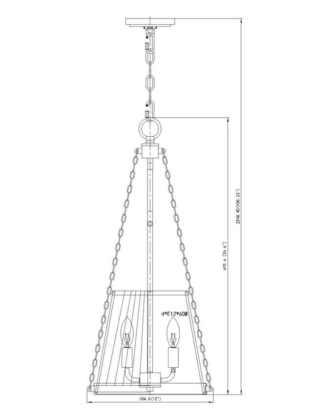 Z-Lite Madeline 12" 4-Light Candelabra Modern Gold Steel White Fabric Shade Pendant Lighting