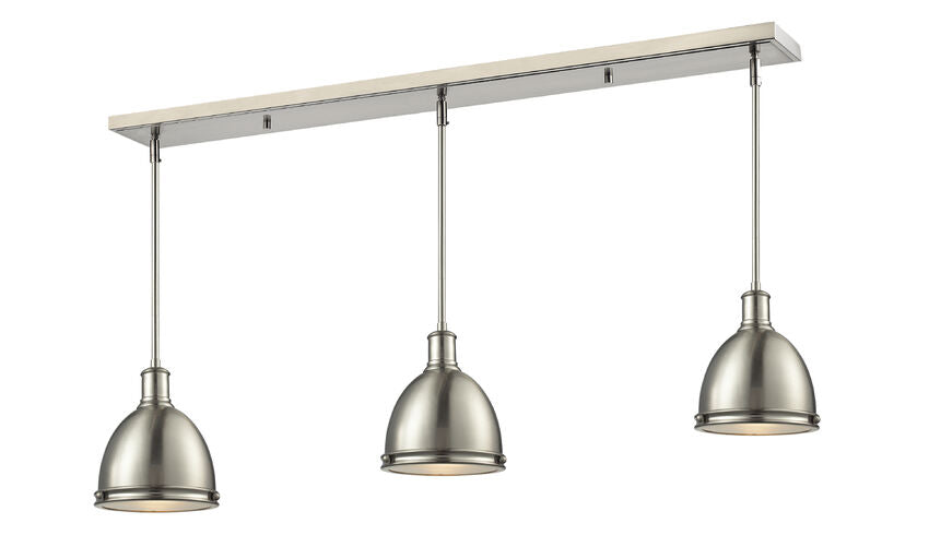 Z-Lite Mason 8" 3-Light Brushed Nickel Steel Island Light